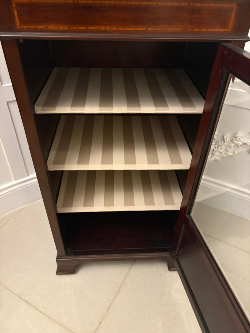 Antique Edwardian Mahogany Display Cabinet with Satinwood Inlay